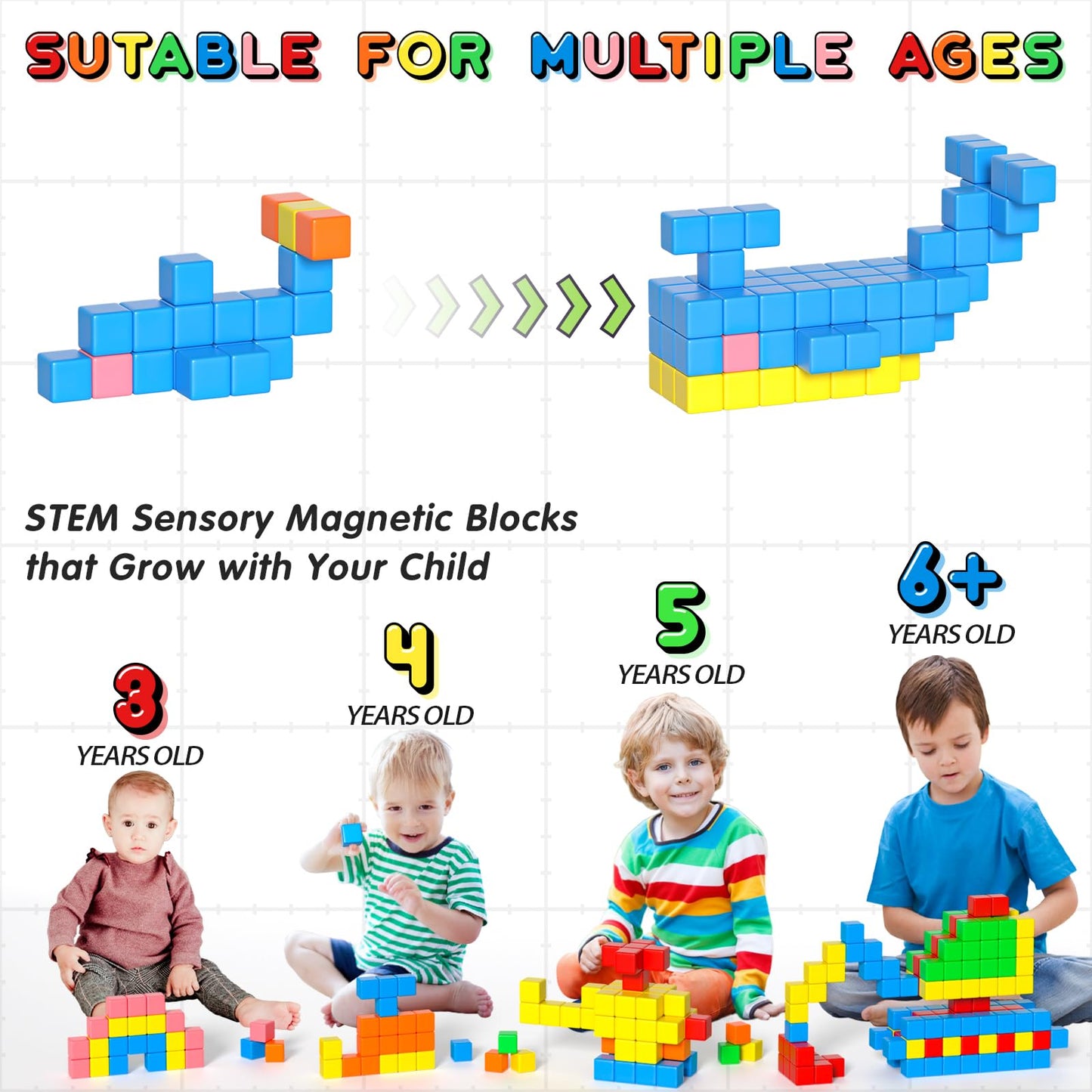 42Pcs Magnetic Blocks, Gifts For 3 4 5 6 Year Old, Magnet Building Blocks For Toddlers, Girls & Boys, Sensory - Montessori - Autism - Magnetic Toys For Kids Ages 3-5 4-8