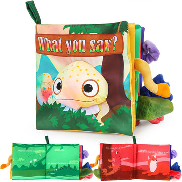 Gkdoms Soft Baby Books Animal Tails Baby Toy Touch And Feel Crinkle Cloth Book Infant Toy With Non-Toxic Fabrics, For Newborn Bo