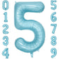 Paticool 40 Inch Blue Number Balloon 5, Large Light Blue Number Foil Mylar Balloons For Birthday Party Celebration Decorations S