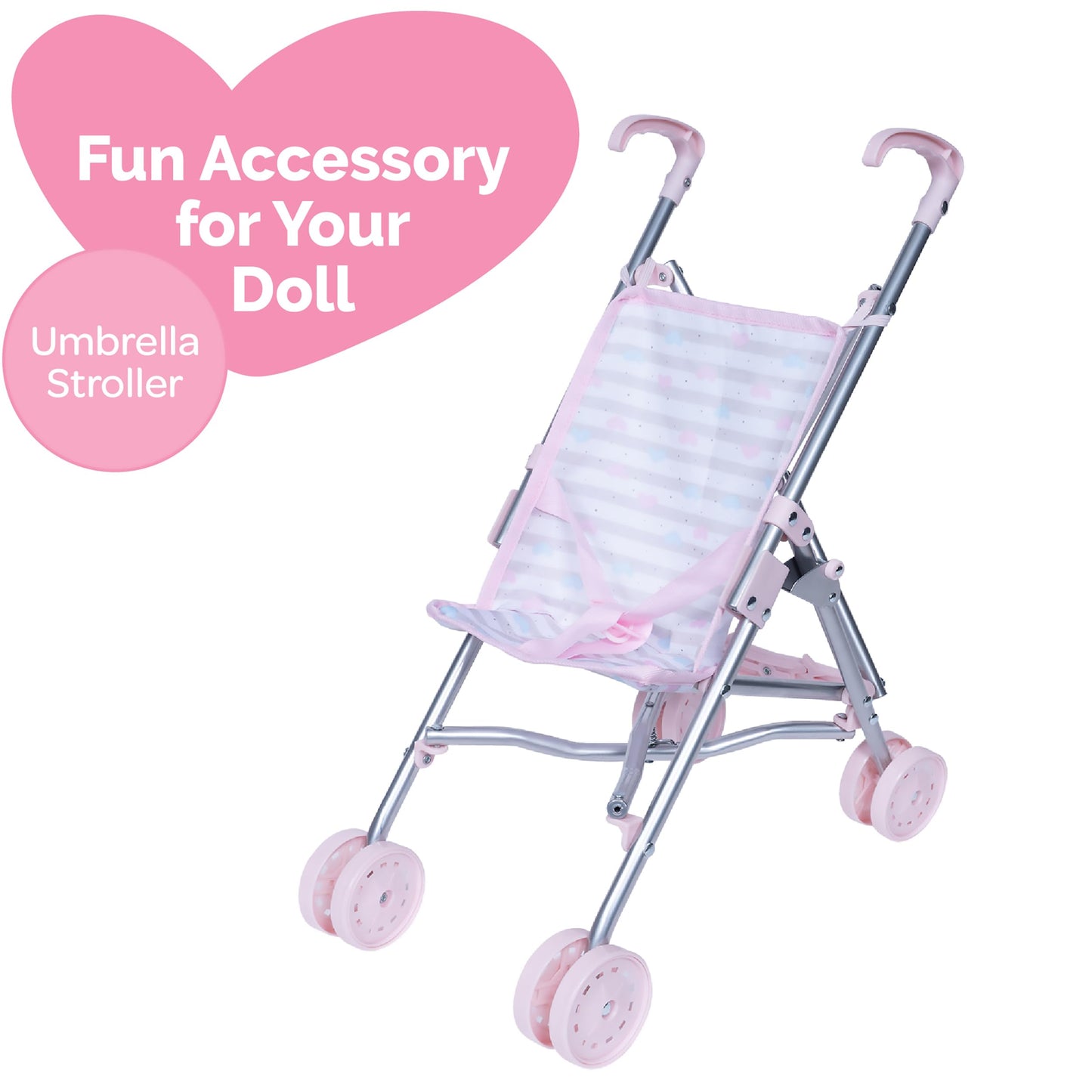 Adora Baby Doll Umbrella Stroller, Pretend Play Toy Accessories for Dolls up to 16 Inch, Foldable & Easy to Store, Smooth Steeri