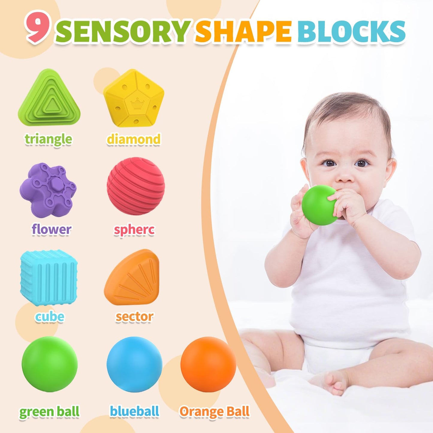 Mingkids Acrylonitrile Butadiene Styrene Baby Toys 12-18 Months,Baby Sensory Fine Motor Skills Developmental Toys,Gifts For 6 9