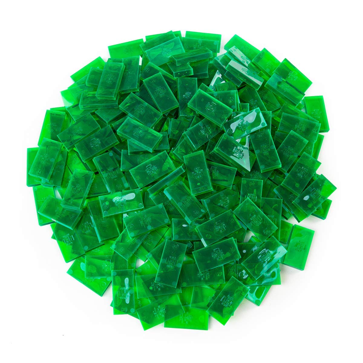 Bulk Dominoes Plastic Bulk 100pcs - Building and Stacking and Chain Reaction Toppling STEAM Toy Blocks for Kids (Clear Emerald)