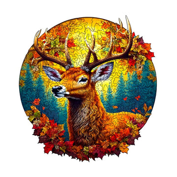 Amphol Deer Wooden Jigsaw Puzzles For Adults With Unique Shape, Small Wooden Puzzles With Wooden Box - 80 Pieces