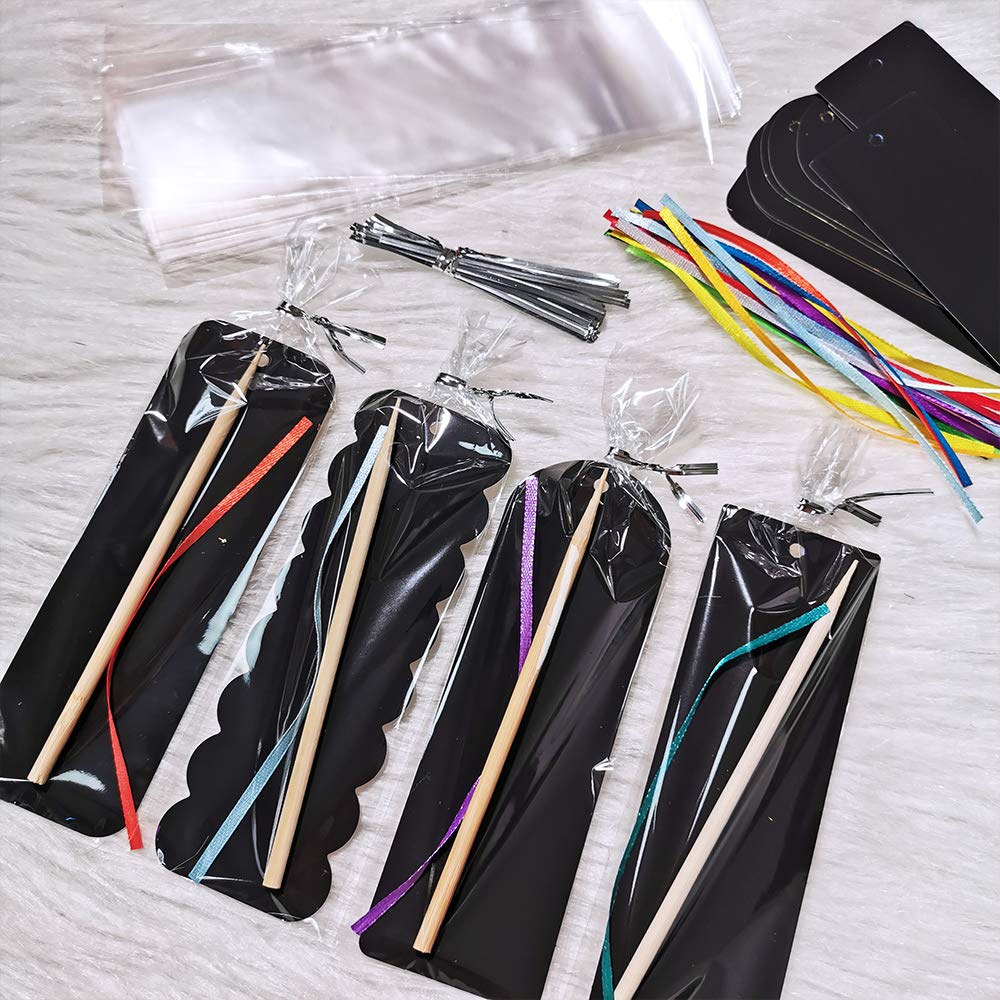 Supla Magic Scratch Rainbow Bookmarks Kit - 36 Sets, DIY, Wood & Paper, Medium, Black, Model: Windiy, Classroom Activities