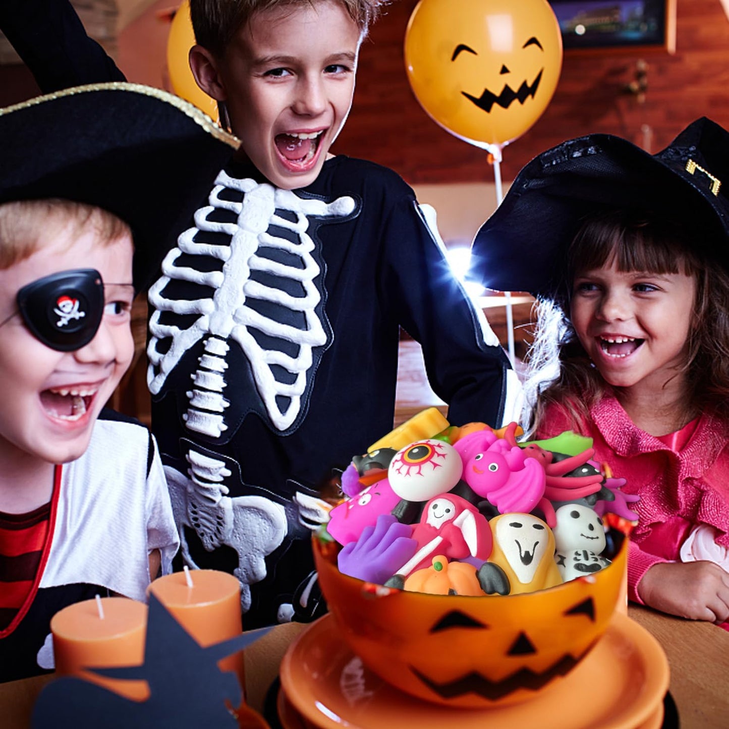 Uusycun 24Pcs Halloween Mochi Squishy Toys For Party Favors, Halloween Pumpkin Squeeze Toys For Kids, Halloween Squishies Toys F
