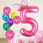 Kwuz 40 Inch Pink Number 5 Balloon with Mini Bow Balloon for Girls 5th Birthday Decorations, Pink Girl Princess Western Cowgirl