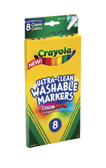 Crayola Ultra-Clean Washable Markers, Color Max, Fine Line Classic Colors 8 Ea (Pack of 15)