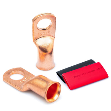 Wirefy 1 Gauge 38 Wire Lugs - Copper Cable Lugs - Battery Terminal Connectors - Ring Terminals - Crimp Battery Cable Ends - 22 P
