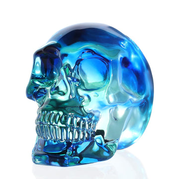 K9 Crystal Multicolor Green Skull Figurines Halloween Day Of The Dead Decor Gifts For Men Women, Glass Skull Head Halloween Orna