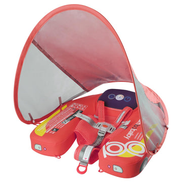 Mambobaby Baby Pool Float with Canopy  Kalolary Non-Inflatable Baby Swim Float Infant Swim Trainer Ring Toddler Pool Float with Adjustable Strap & Tile for 3-24 Months Age Boys Girls (Red Car)