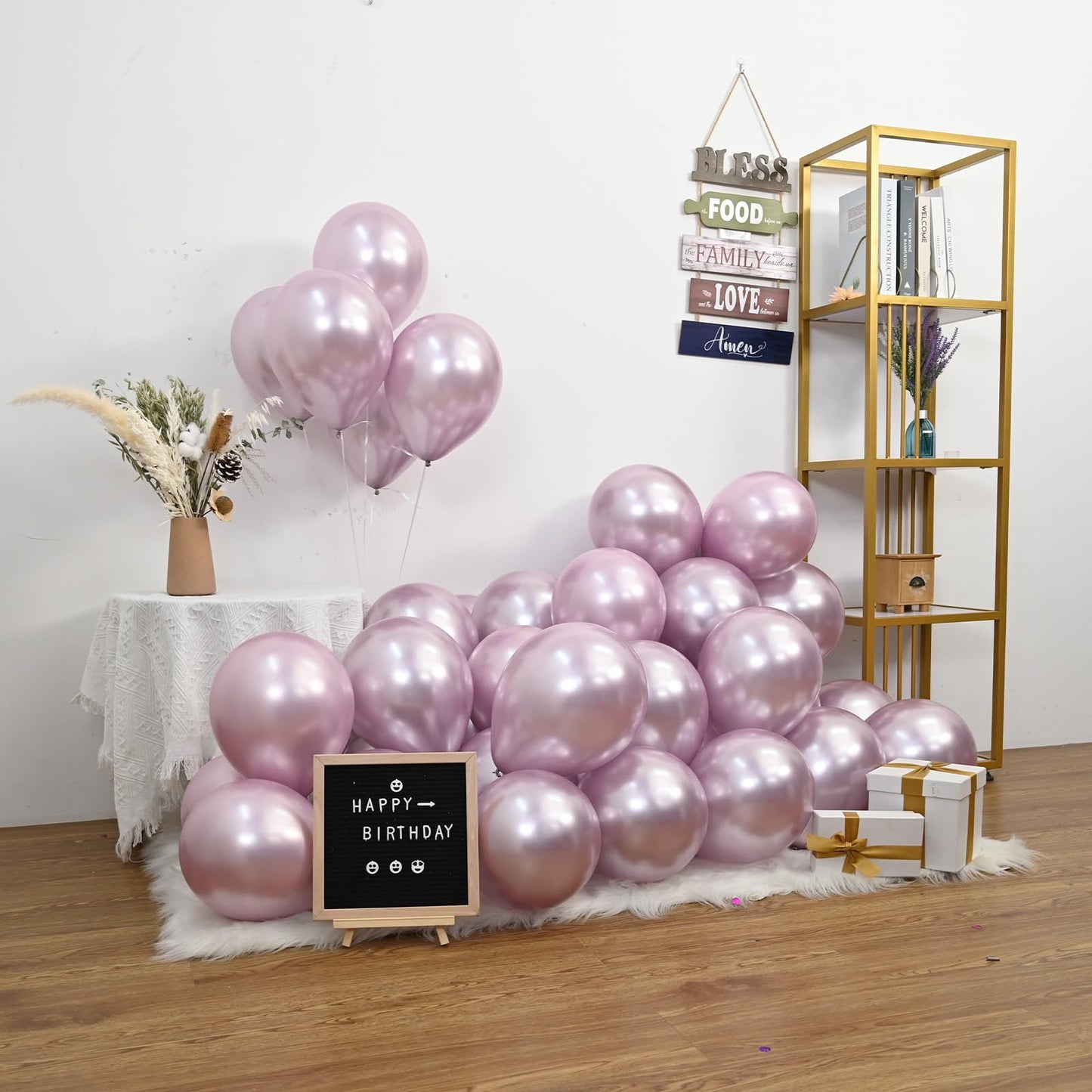 Jobkoo 60Pcs Metallic Pink Balloons 5Inch Shiny Chrome Light Pink Balloon Light Purple Metallic Party Balloons Small Pink Chrome