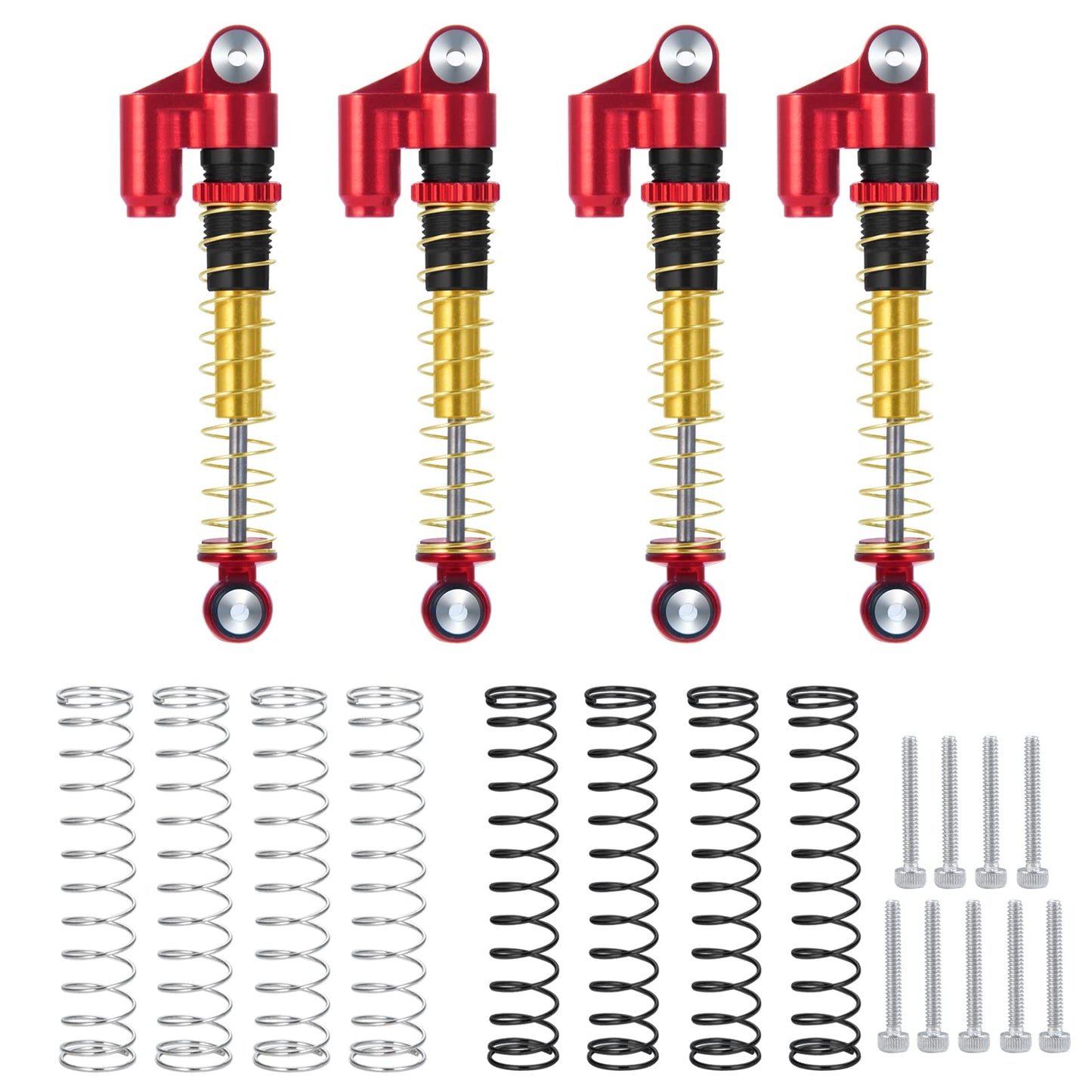 RCLions RC Shocks 43mm Adjustable Absorber Damper for 1:24th Axial SCX24 AXI90081 Deadbolt RC Crawler Car Upgrades (Red)