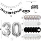 30Th Birthday Decorations For Women Men, Happy 30Th Birthday Banner With Black Silver White 30Th Birthday Balloons Birthday Cake