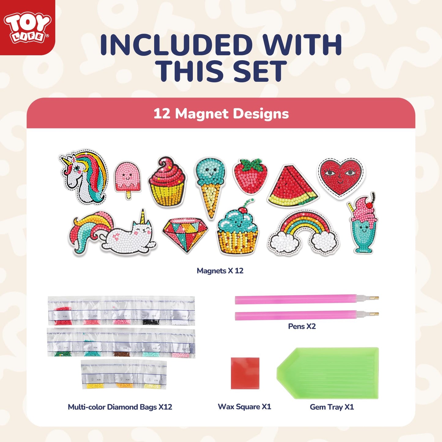 TOY Life Diamond Kits Magnets Diamond Gems Kits for Kids Valentine Day Gifts Diamond Art for Kids Arts and Crafts for Girls Ages