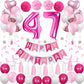 Sweet 47Th Birthday Decorations For Women, Pink And White 47 Happy Birthday Balloons,47Th Birthday Party Supplies Including Pink