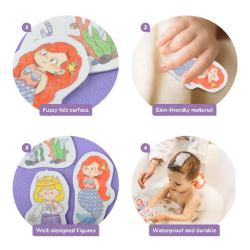 CHEFAN Felt/Flannel Board Story Set of 4, PRECUT Felt Pieces for Preschool Toddlers Circle Time, The Mermaid Story, The Princess