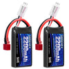 URGENEX 7.4V 2200mAh Lipo Battery 50C(Burst 80C) High Discharge Rate RC Batteries with Deans T Plug Fit for RC Car Truggy, RC Ai
