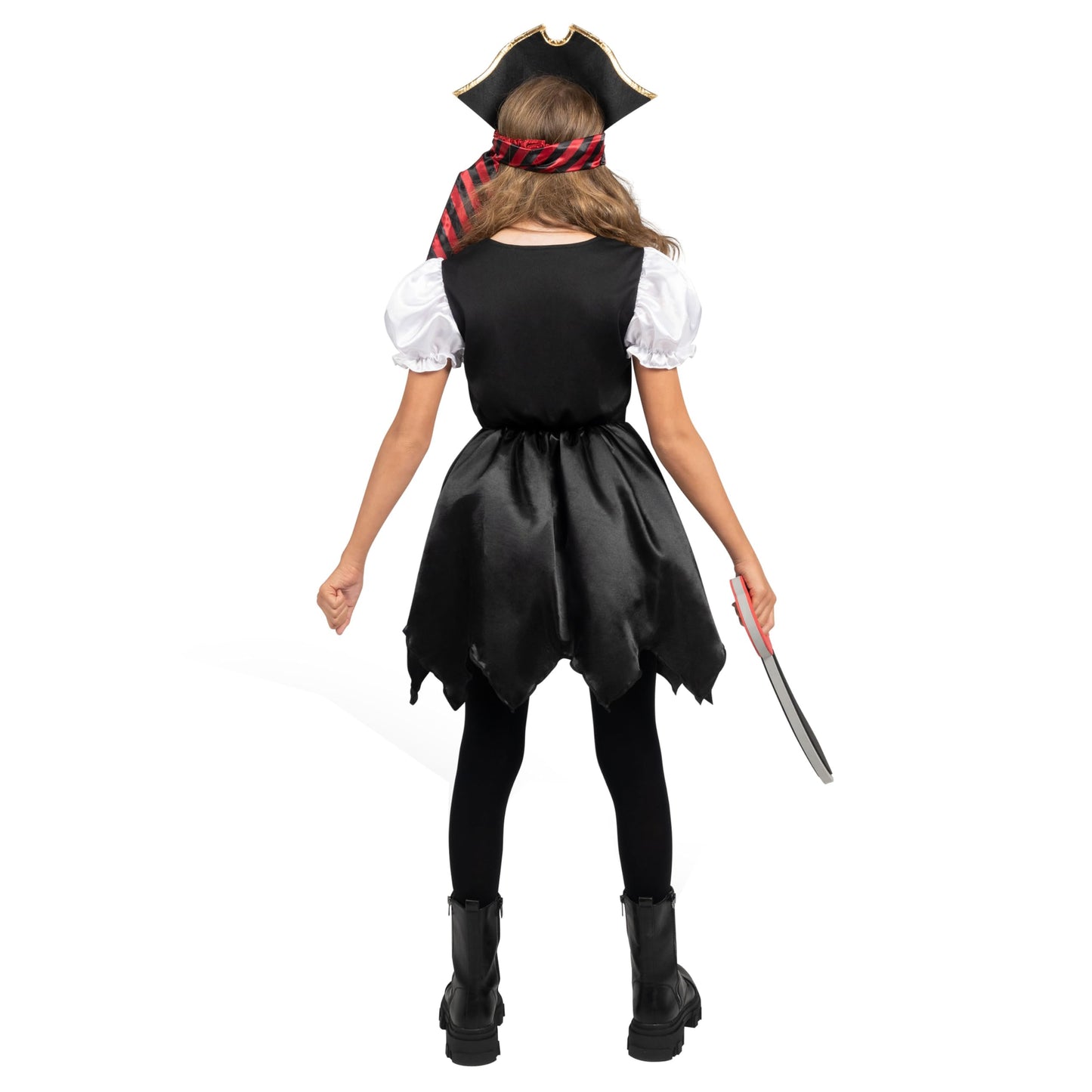 Spooktacular Creations Halloween Kids Pirate Costume  Black Pirate Dress for Girls  Buccaneer Princess Outfit for Girls Halloween Dress Up  RolePlay Themed Party (Large  10-12 yrs)
