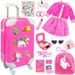 23Pcs 18 Inch Girl Doll Accessories Case Luggage Travel Play Set With Doll Clothes Cute Bag Computer Glasses Pretend Makeup Toy Stickers Doll Stuff Fit 18 Inch Doll Christmas Birthday Gift