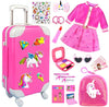 23Pcs 18 Inch Girl Doll Accessories Case Luggage Travel Play Set With Doll Clothes Cute Bag Computer Glasses Pretend Makeup Toy Stickers Doll Stuff Fit 18 Inch Doll Christmas Birthday Gift