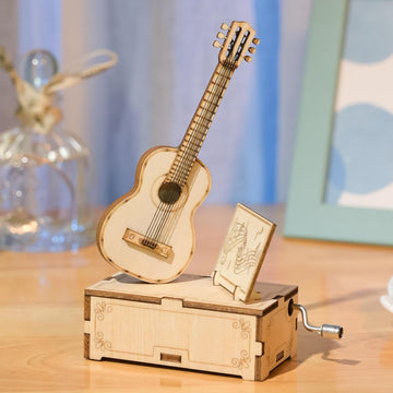 Yii Wmoc 3D Wooden Puzzles For Adults Wooden Music Box Kits Guitar Building Model Desktop Decoration Diy3D Puzzle Toys To Creati