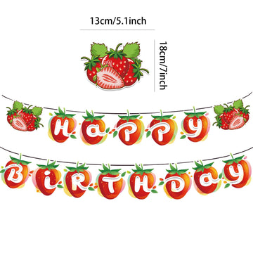 Meetingu Happy Birthday Strawberry Banner Strawberry Happy Birthday Sign Banner Strawberry Banner Birthday Strawberry Themed Bir