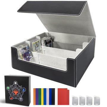 Wtvidas Mtg Card Deck Box - 2400+ Card Storage Box With 4 Supporters & 10 Colorful Dividers For Magic The Gathering Cards,Tcg De