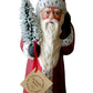 13282 - Schaller Paper Mache Candy Container - Santa Claus w Snowy Tree and Bag - 10.5H x 4.5W x 4.5D