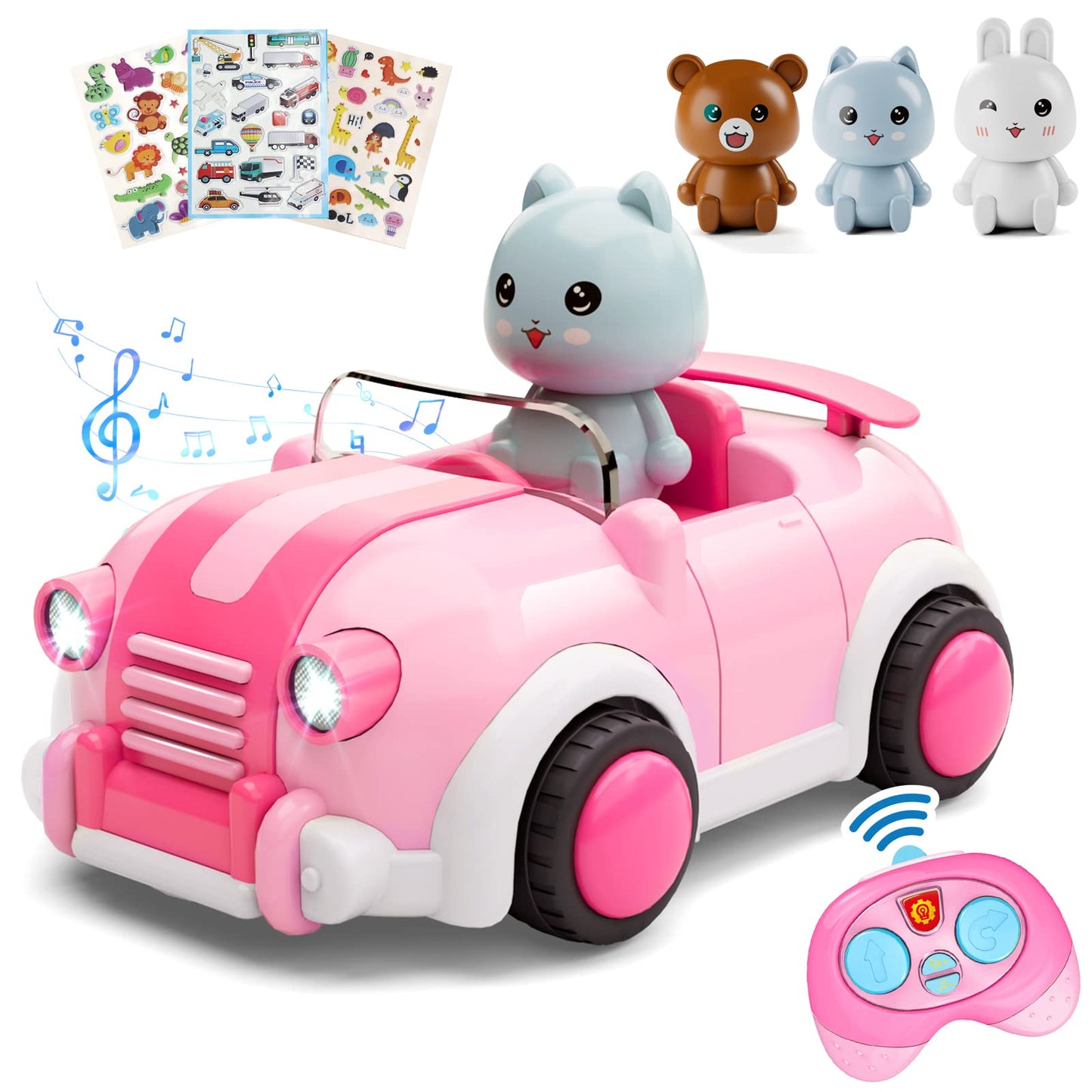 Love Life Girls Toys Age 3+,Remote Control Cars For Kids,With 3 Cartoon Dolls, Rc Car With Music And Lights,Gifts For 3+ Year Ol