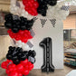 Race Car Number 1 Balloons,40 Inch Racing Car 1St Birthday Balloons Two Fast Balloon Race Track Black 1 Balloon Number For Cars Theme Birthday Party