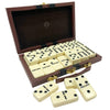 Kicko enhanced Classic Domino Set - Jumbo - Double Six - 28 Thick Pieces in Durable Wooden Vegan Leather Box for Boys  Girls  mature-themeds  Kids Party Favors and Game Night Use - Up to 2-4 Players