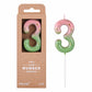 PHD CAKE 2.76 Inch Classical Pink Green Gold 3 Number Birthday Candles, Gold Number Candles, Cake Number Candles, Party Celebrat