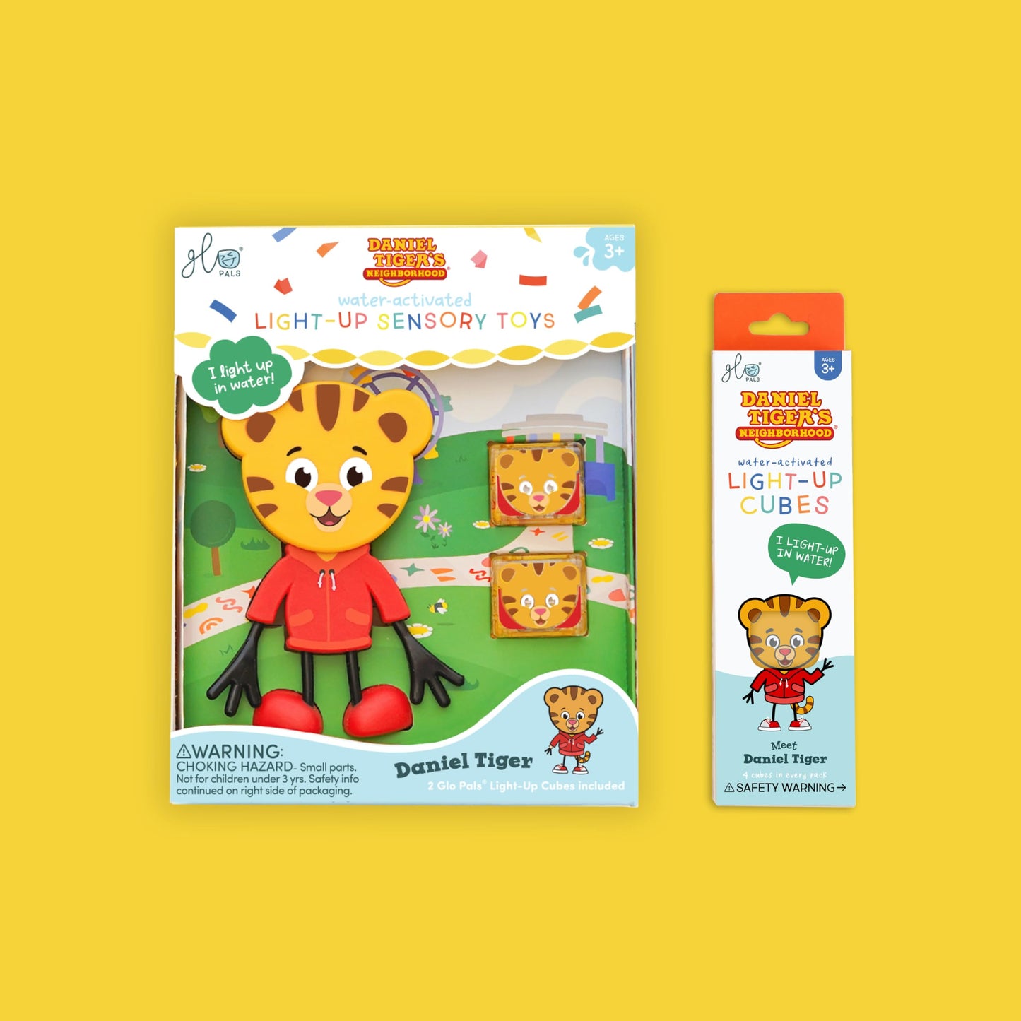 Glo Pals X Daniel Tiger'S Neighborhood Water-Activated Bath Toy With 6 Reusable Light-Up Cubes For Sensory Play (Cubes With Character)