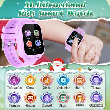 Tywop Kids Waterproof Smart Watch For Boys Girls Ages 3-12 Learning Toys Easter Basket Gifts With 26 Games Camera Video 1.44' Touchscreen Music Player Alarm Clock Flashlight Pedometer Toddler Watches