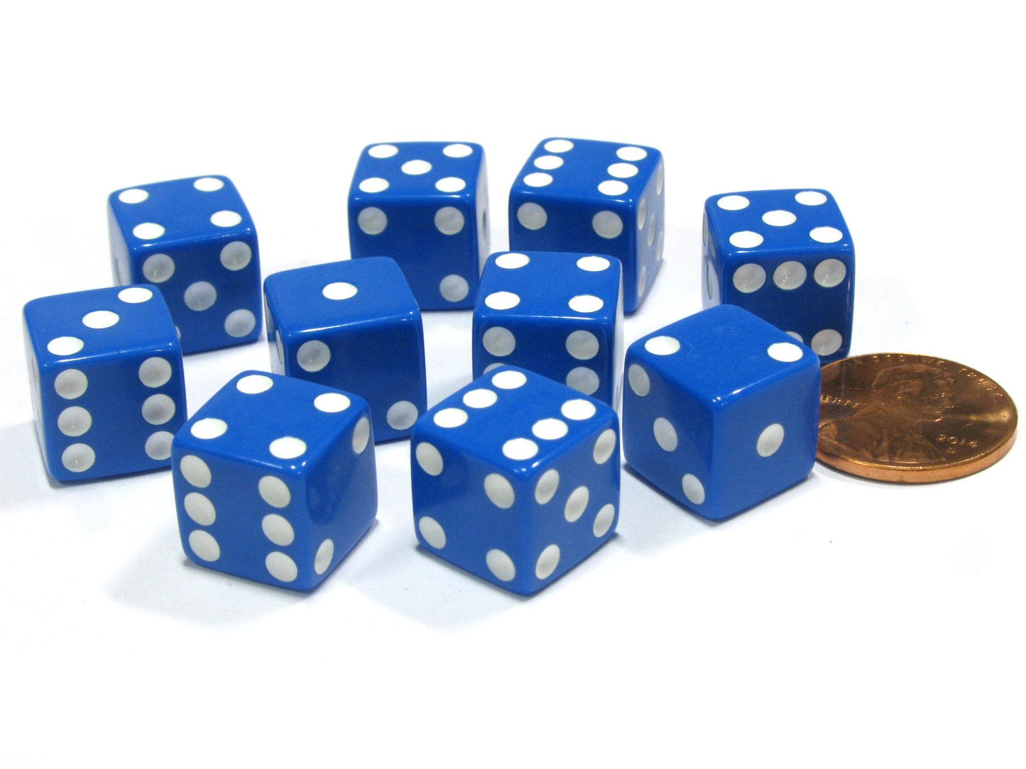 Koplow Games Set of 10 Six Sided D6 12mm Square Dice Blue
