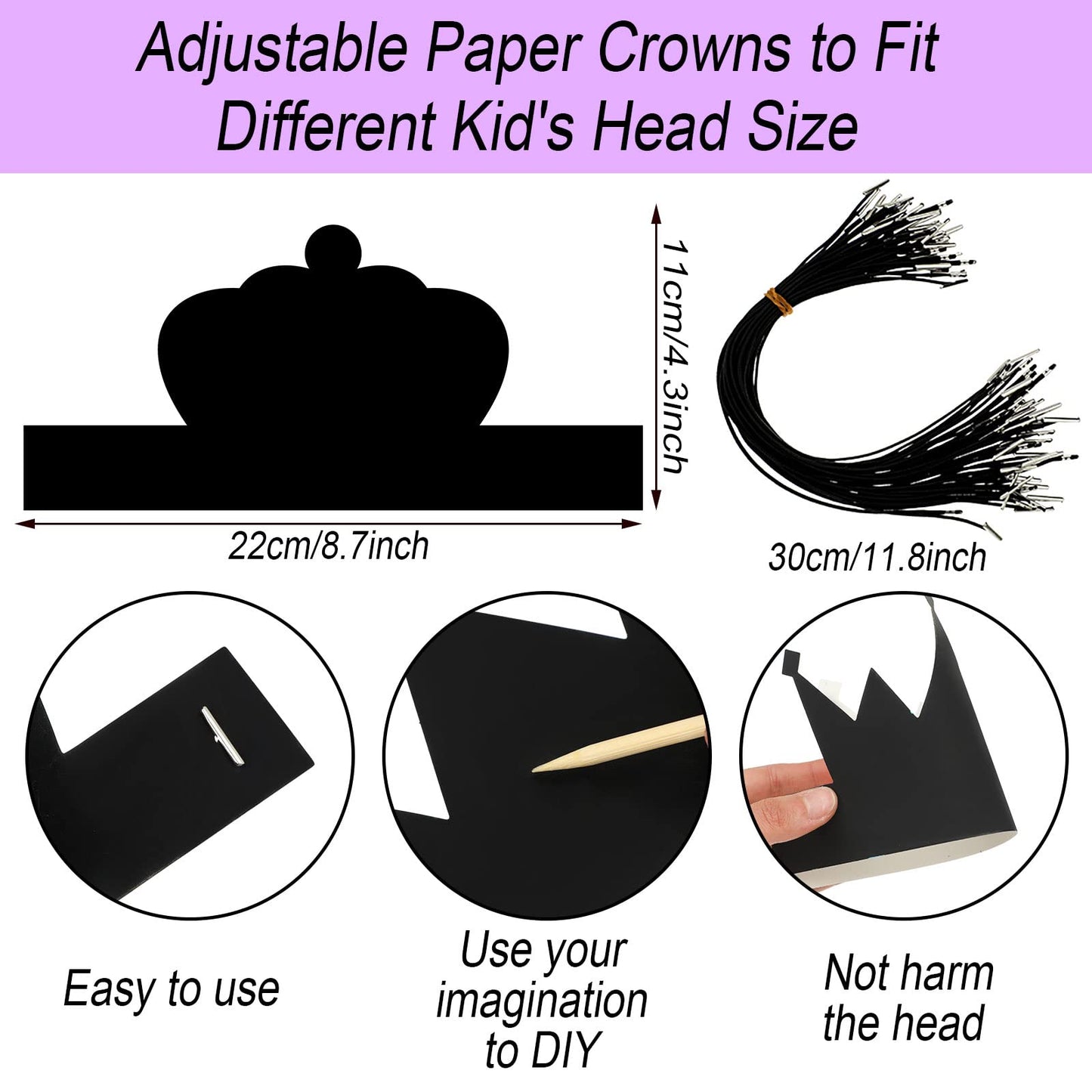 Yinder 130 Pcs Halloween Kids Party Favors DIY Crafts Crowns Set 48 Pcs Scratch Paper Crowns Headband Hats 24 Pcs Wooden Styluse