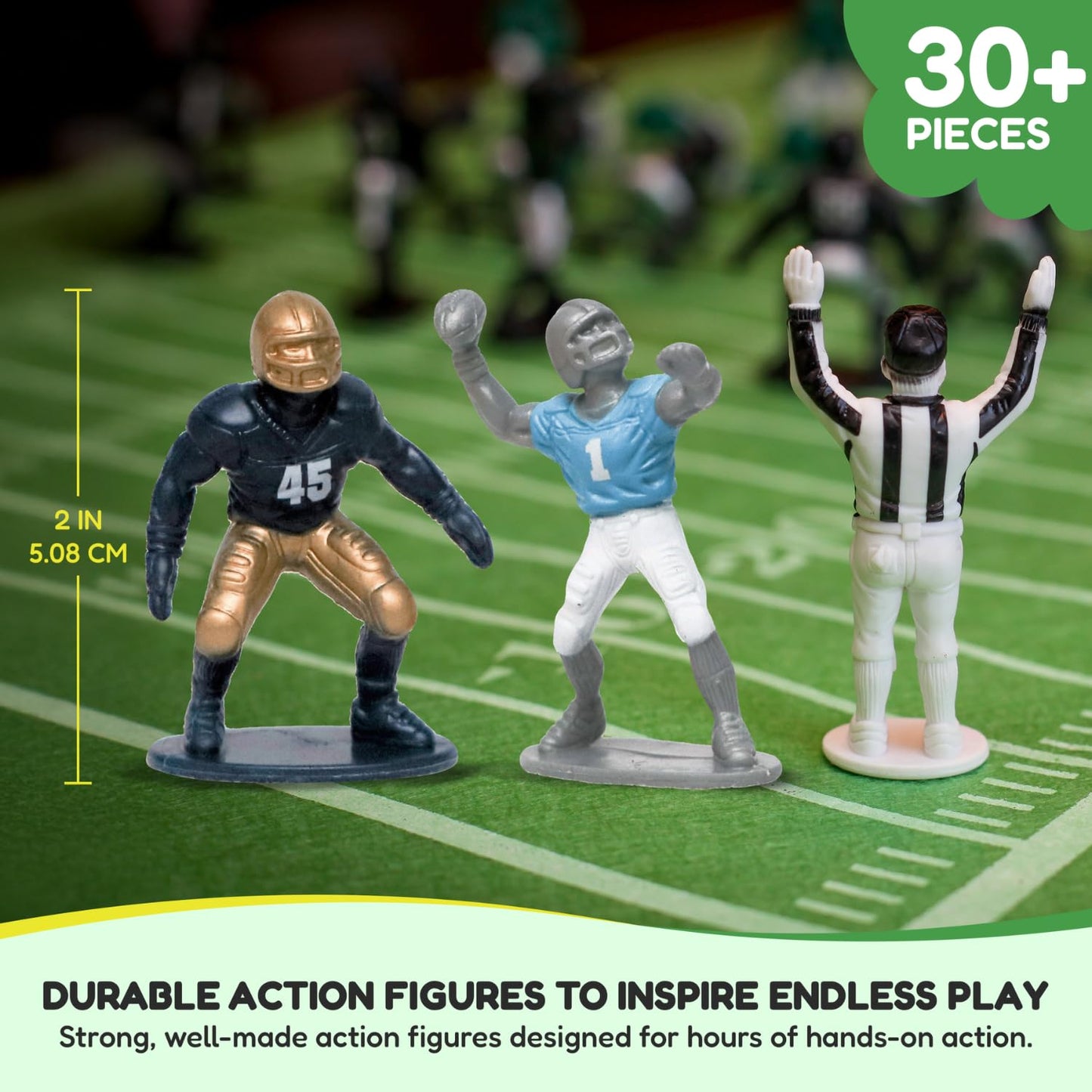 K Kaskey Kids Football Guys - 28 Piece Green/Black Set - Inspires Creative Play with Teams & Accessories - Model 847814028161
