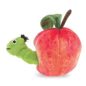 Folkmanis Worm In Apple Finger Puppet, Red, Green, 8''