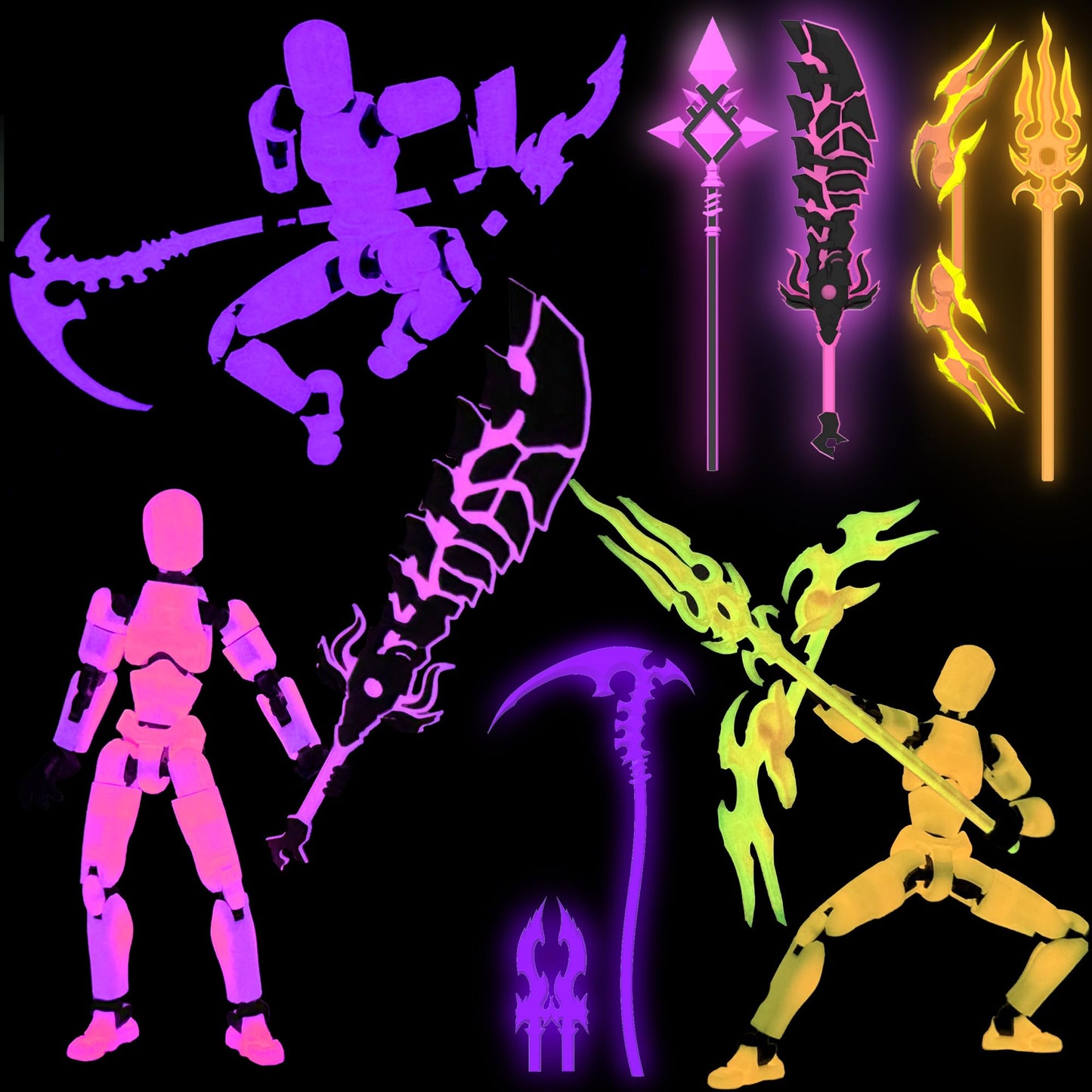 Glowing Titan 13 Action Figure Set Already Assembled  T13 Action Figures with  Accessories 3D Printed T 13 Lucky Robo Dummy Nova 13 Action Figures  Figura de acci?n t13 (3-Colors-B)