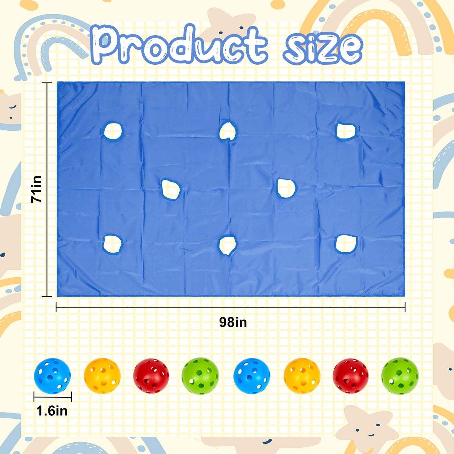 Sonyabecca Hole Tarp Team - Blue Building Game Props Outdoor Fun Equipment - Passing & Dribbling - 98''L x 71''W