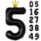 Gifloon Black Number 5 Balloon With Crown, Large Number Balloons 40 Inch, 5Th Birthday Party Decorations Supplies 5 Year Old Bir