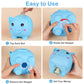 Piggy Bank Girls, Unbreakable Piggy Banks Large Money Coin Bank For Kids With Diy Stickers, For Birthday, Easter, Baby Shower, Blue