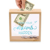 Piggy Banks for mature-themeds  Decorative Shadow Box Wooden Frame  Coin Bank Money Bank  Sized 6.5x6.5x2.2 Inch  Natural Wood Money Box  Printed on The Plexiglass Front-Make Your Dreams Happen.