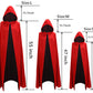 Makroyl Black Red Reversible Goth Pirate Vampire Witch Cloak Unisex Christmas Halloween Cosplay Capes (Small, Red/Black)