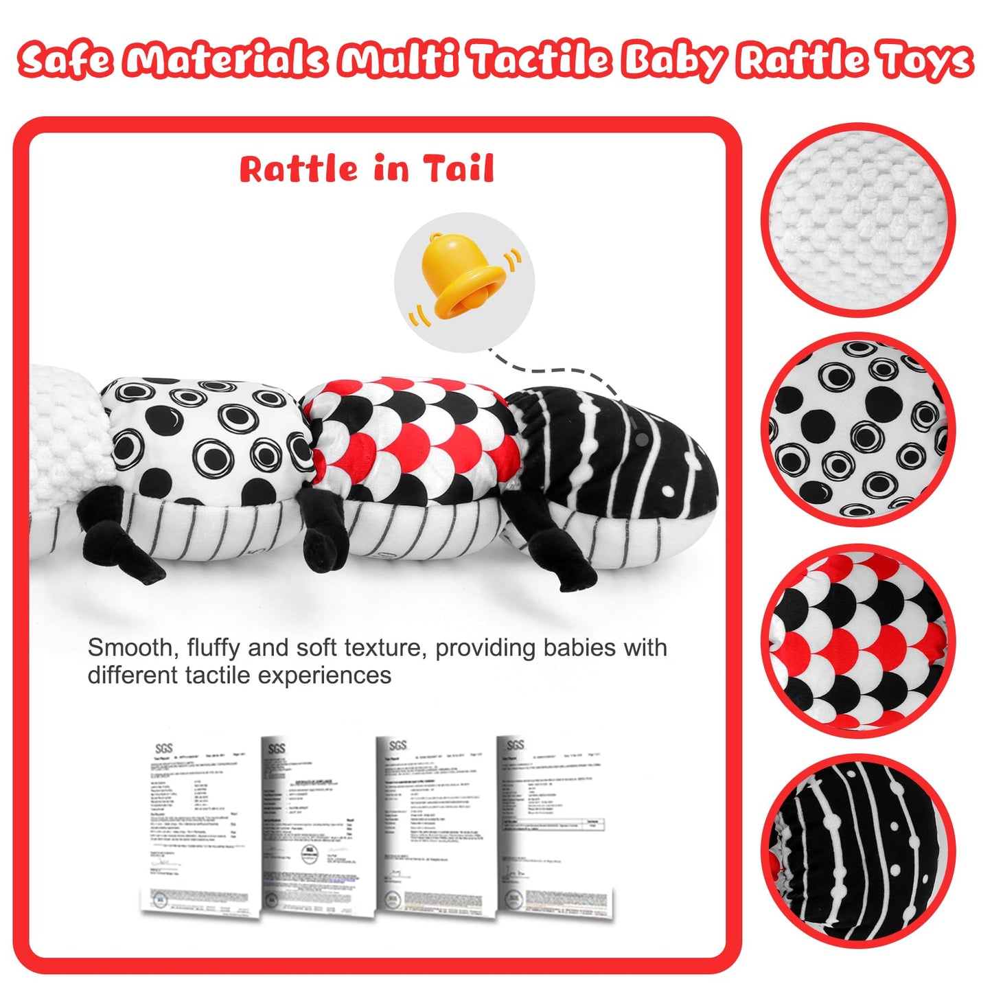 Baby Toys 0-12 Months - Musical Caterpillar Stuffed Animal Soft Plush Toys for Infant Girls Boys 3 6 12 Months Tummy Time Sensor