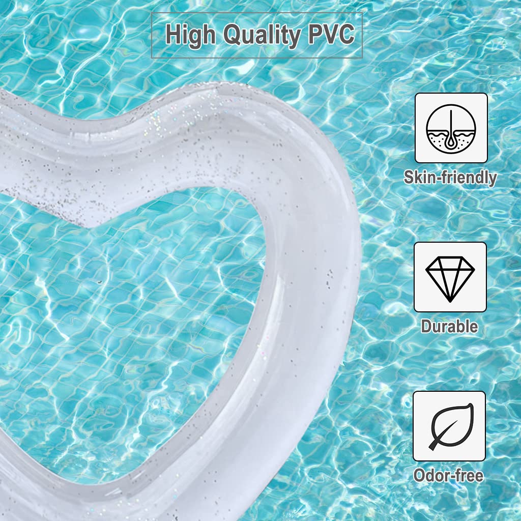 Blublu Park 2 Pcs Inflatable Heart Pool Float, 47.3 X 39.4 Inch Sweet Love Swim Rings Float Loungers Tube For Summer Water Fun B