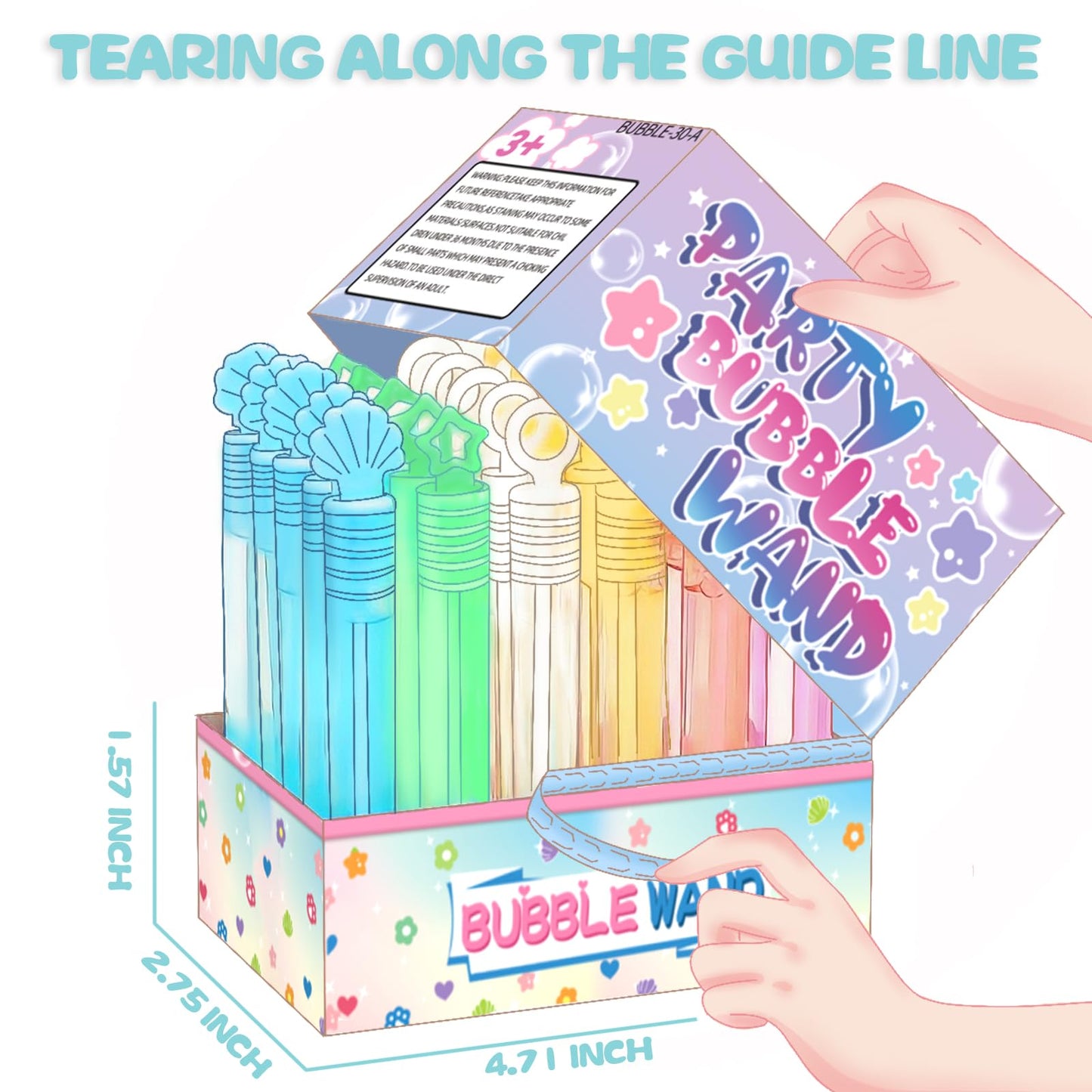 Bubble Party Favors For Kid, 30 Pack Mini Bubbles Bulk With Display Box, Pastel Bubble Wand Sticks Toy For Party Supplies, Birth