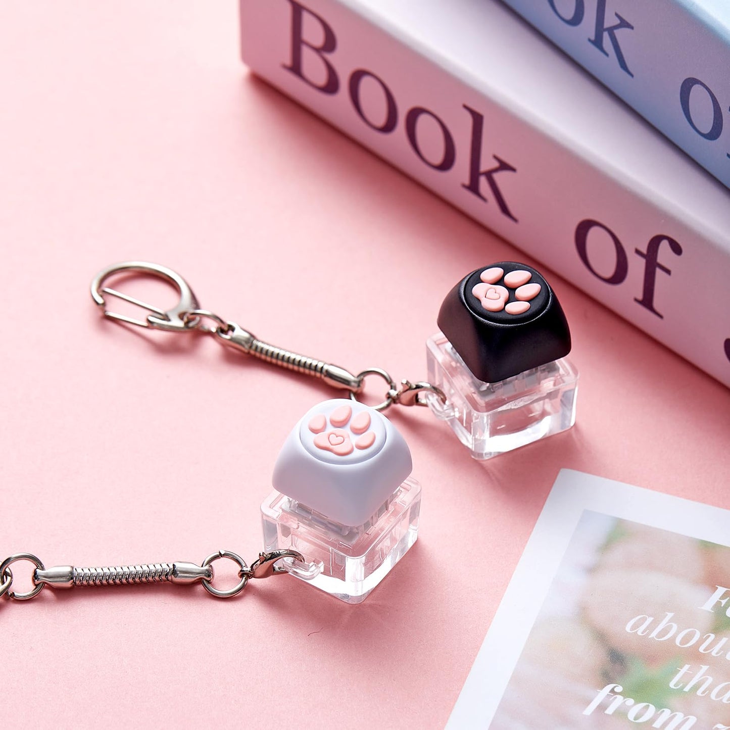 Taiyin Keyboard Toy Clicker Keyboard Fidget Keychain Decompression Toys Button Stress Relief Gifts for mature-themed to Relief Stress Pass the Time(Black  White Dog Paw Style)