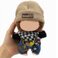 QIUTIMIY Clothes for Doll 17cm Doll Clothes 4-Piece-Set Doll Clothes enhanced Doll Outfit with Accessories-Knitted Hat+Overalls+Black Sweater+Scarf(NO Doll Included)