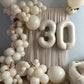 Paticool 40 Inch Beige Number Balloon 3, Large Cream Number Foil Mylar Balloons For Birthday Party Celebration Decorations Suppl
